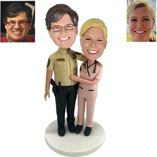 nurse and police bobblehead