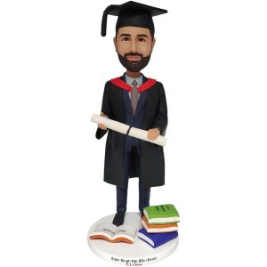 Bobblehead Graduation with Books on Base