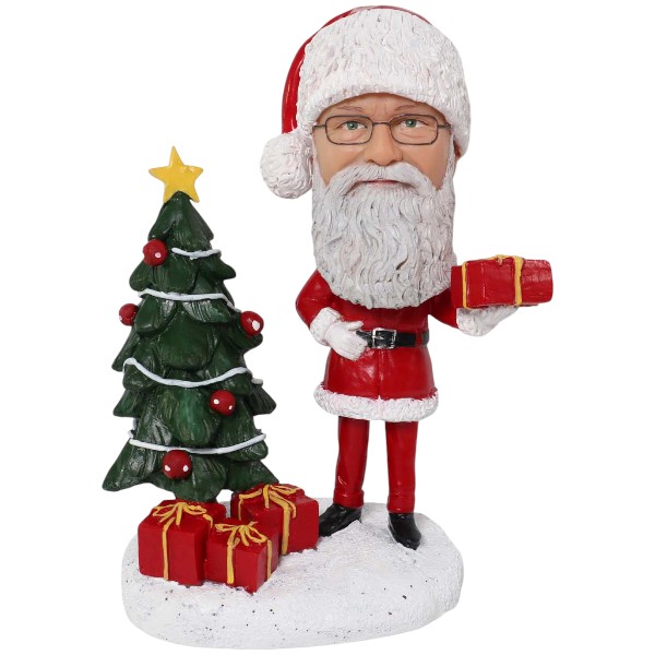 2. Custom Bobblehead Santa Claus with Christmas Tree