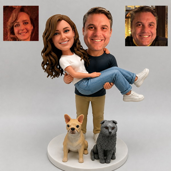 Couple bobblehead man carrying woman2