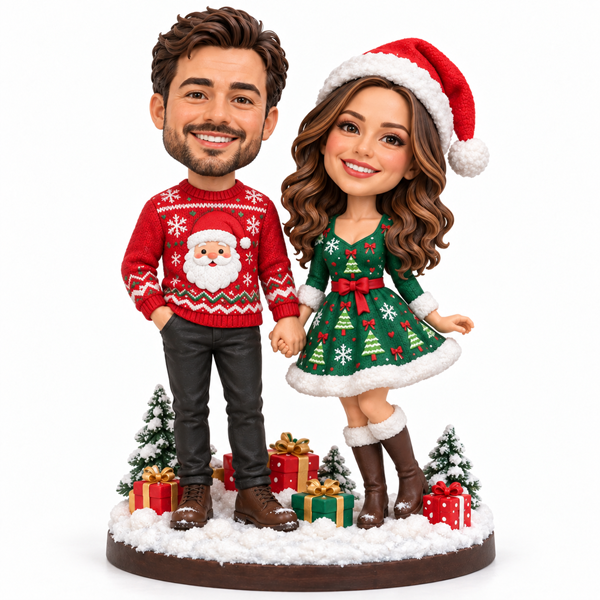 Christmas Couple Bobblehead Custom1