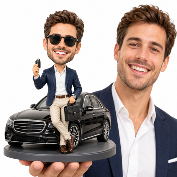 4--Custom bobblehead with car