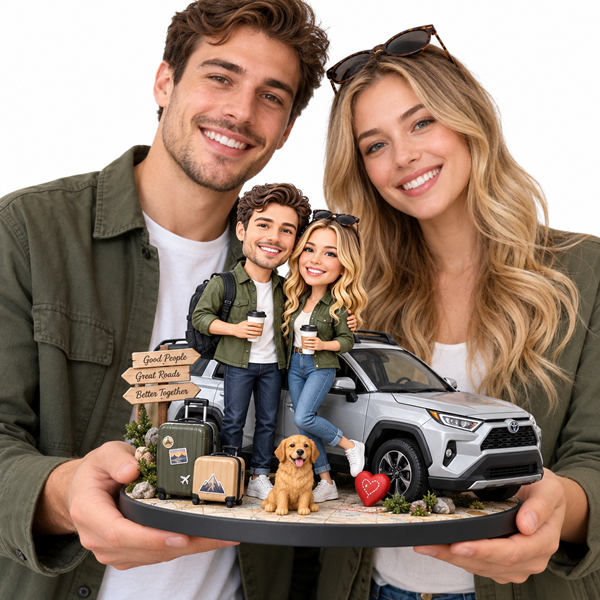 Couple Bobblehead standing by car (4)