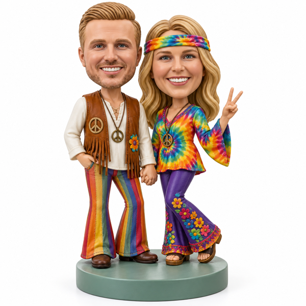 Custom 70s Hippie Couple Bobblehead