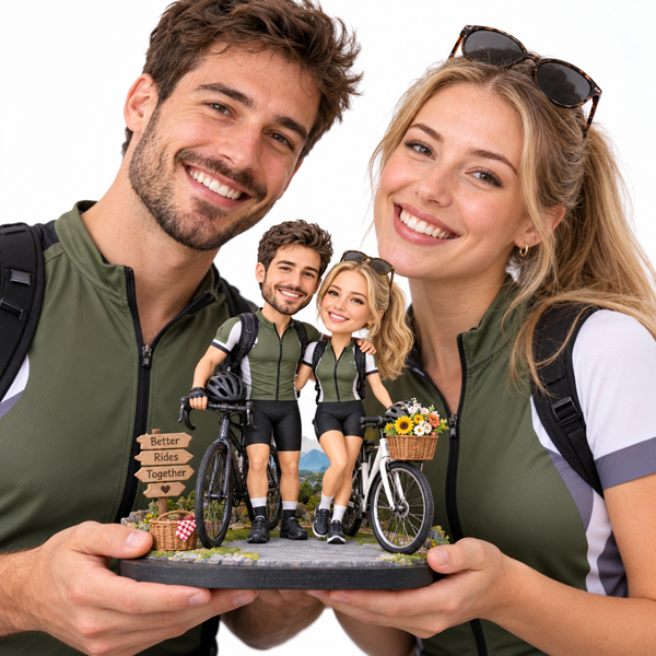 Custom Couple Bobblehead riding bicycle