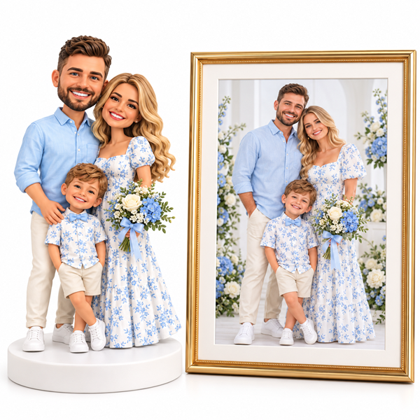 Custom Family bobblehead of 3-2