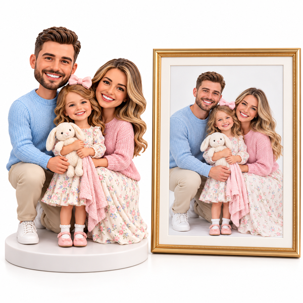 Custom Family bobblehead of 3-sitting