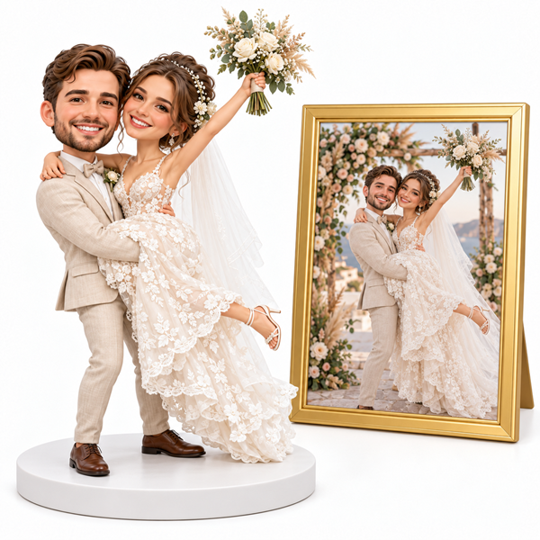 Custom Wedding Bobble head cake topper