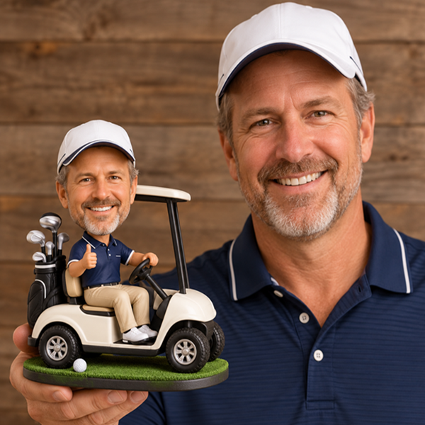 Custom bobble head in golf cart (3)