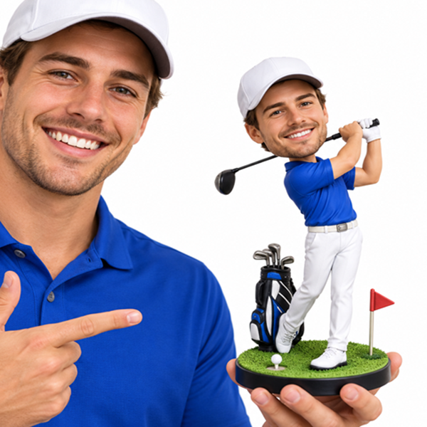 Golfer Bobble head with bag