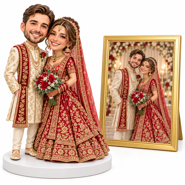 Personalized Wedding Bobble head Indian couple style