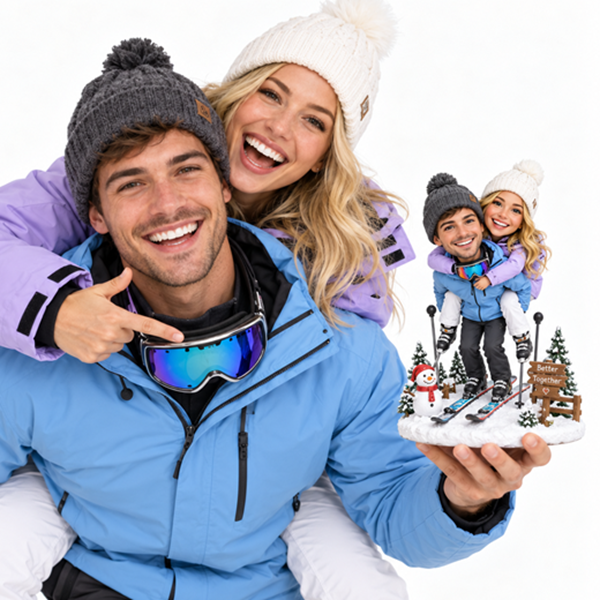 Skiing couple bobblehead1