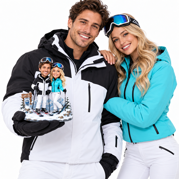 Skiing couple bobblehead2
