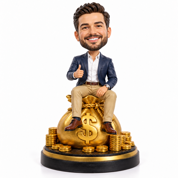 custom bobblehead on money bag1